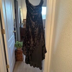 Silence + Noise Black Asymmetrical Velvet Dress